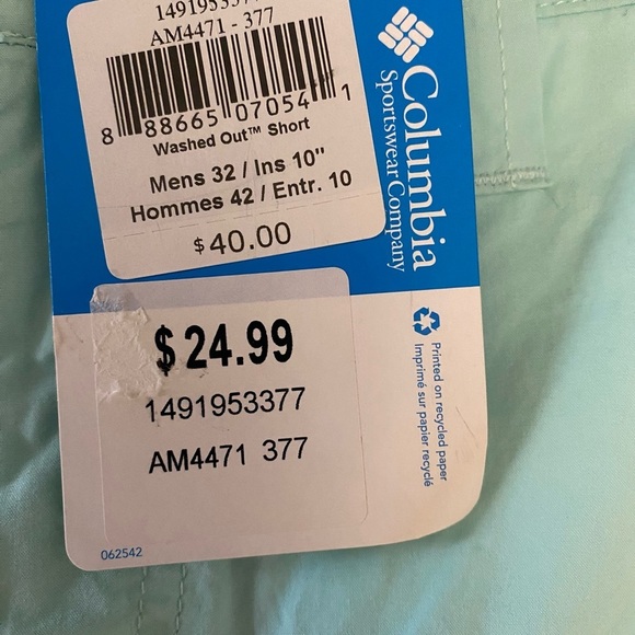 Columbia Men's Flat Front Shorts - Light Blue - Picture 7 of 10